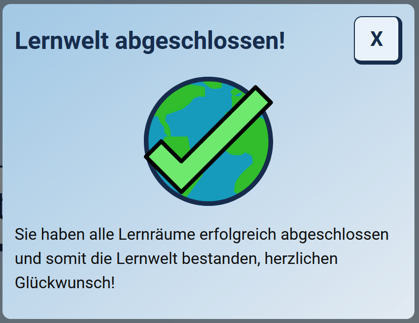 Lernwelt abgeschlossen Dialog