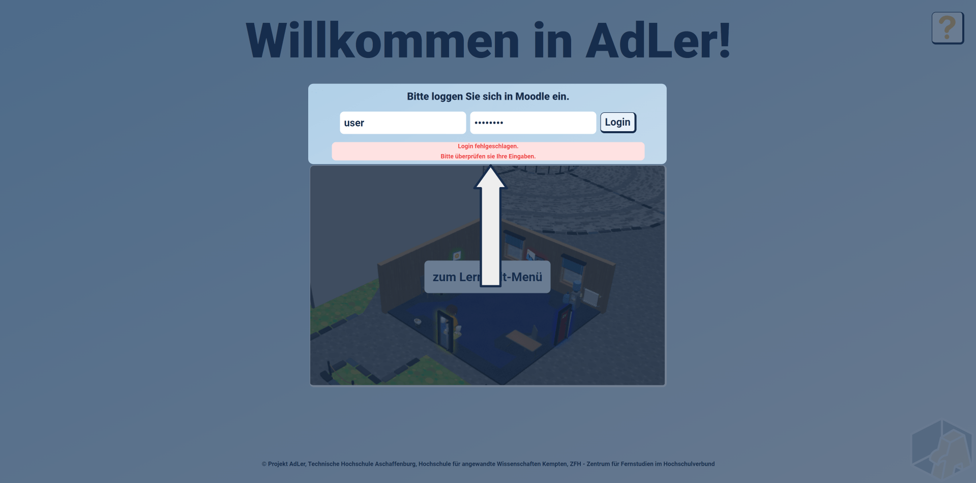 Login fehlgeschlagen Warnung